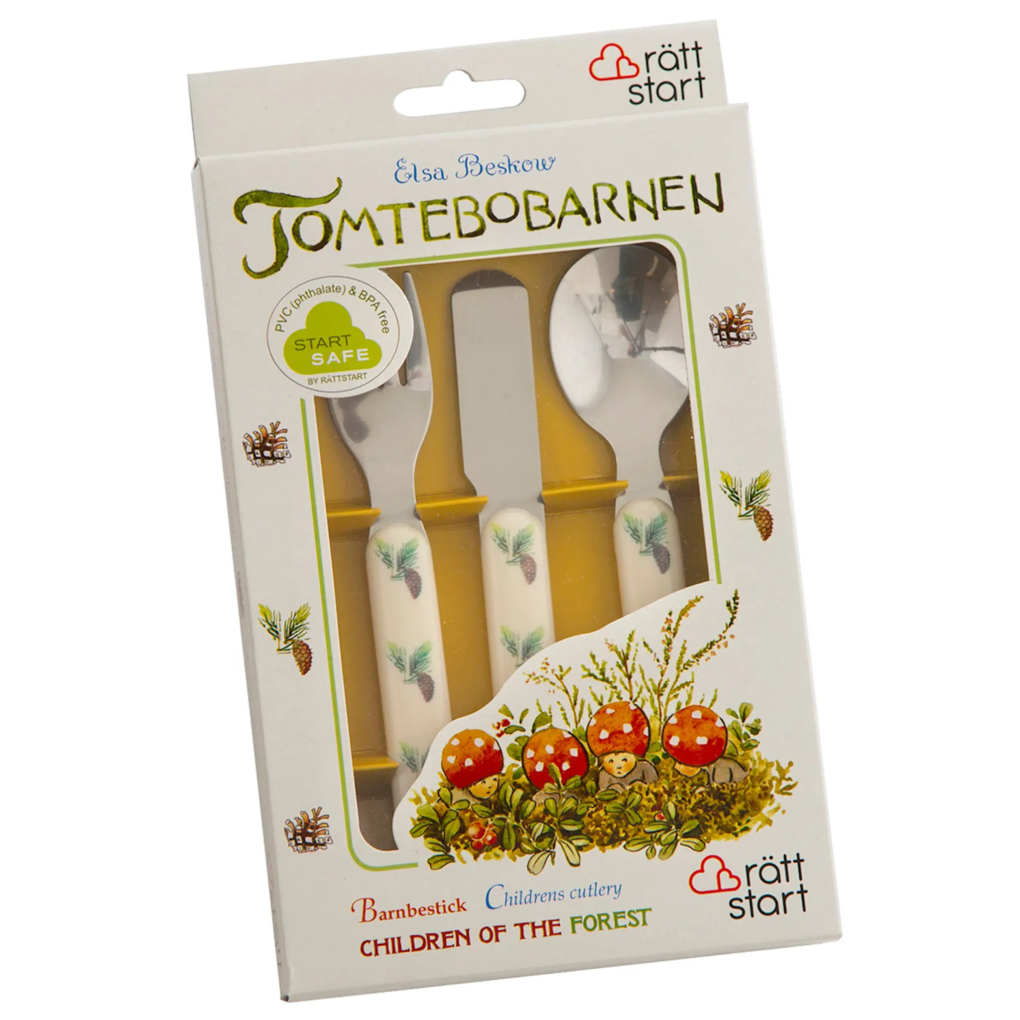 Rätt Start Elsa Beskow barnebestikk 3 deler Tomtebobarnen
