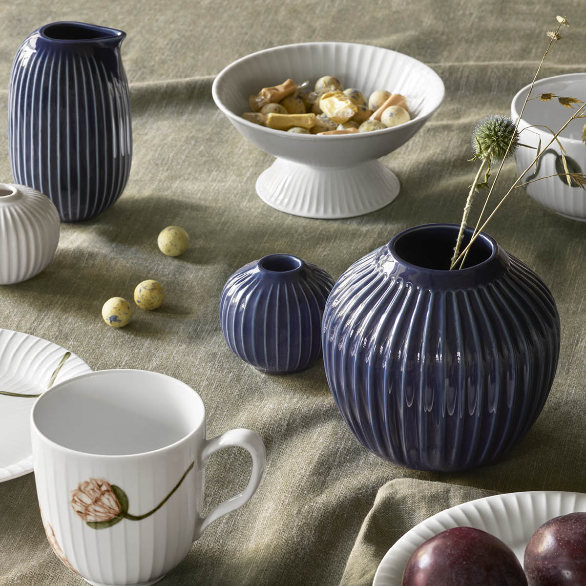 Kähler Hammershøi Kynttilänjalka pyöreä 6,5 cm Indigo