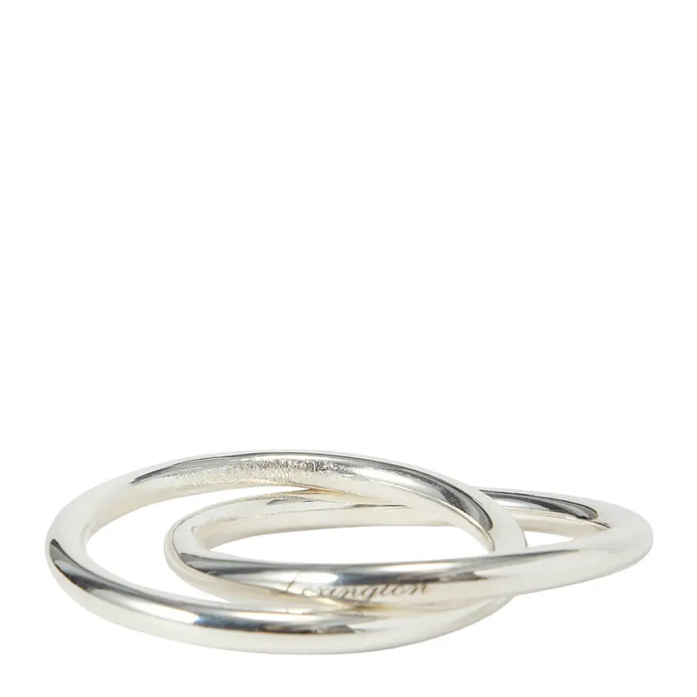 Double-Ring serviettring messing 4 cm sølv