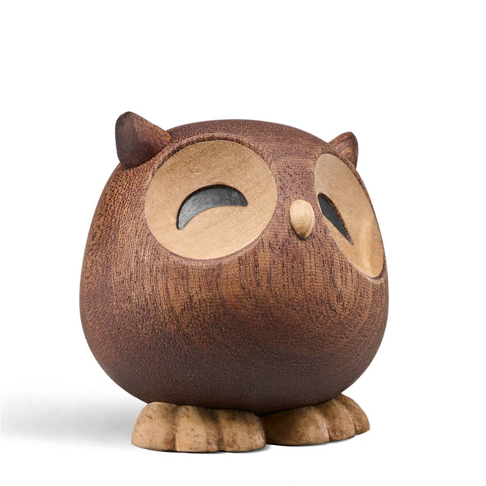 FableWood Puufiguuri pöllö Sofia 5 cm Kumipuu/Sapele