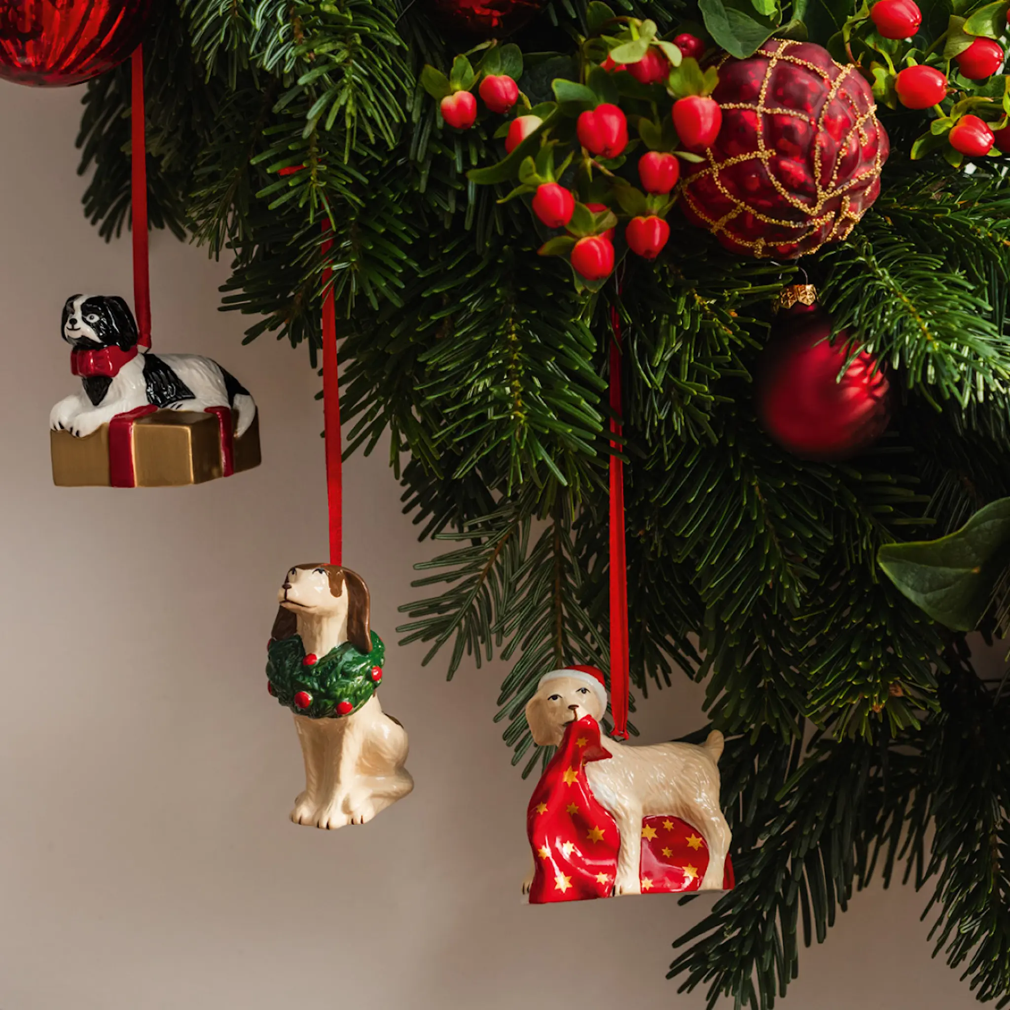 Villeroy & Boch Nostalgic Ornaments hundar 3 delar vit