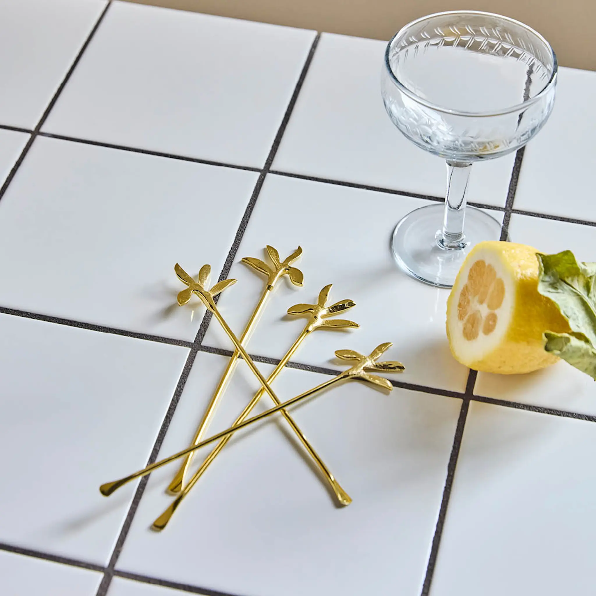 House Doctor Serve drinkpinne 19 cm 4-pack antikguld