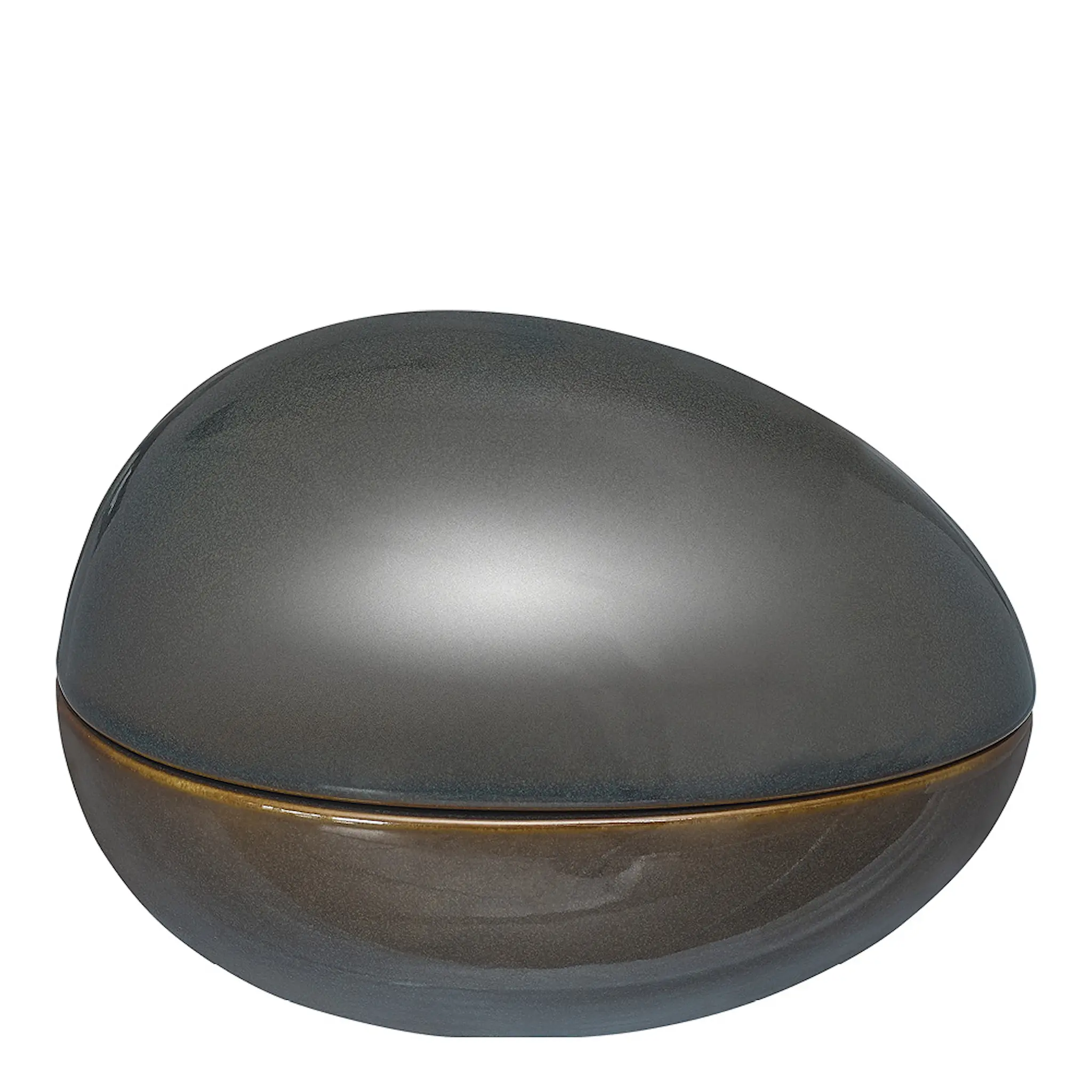 Cult Design Zen skål med lock äggformad 16x11 cm petrol/brun
