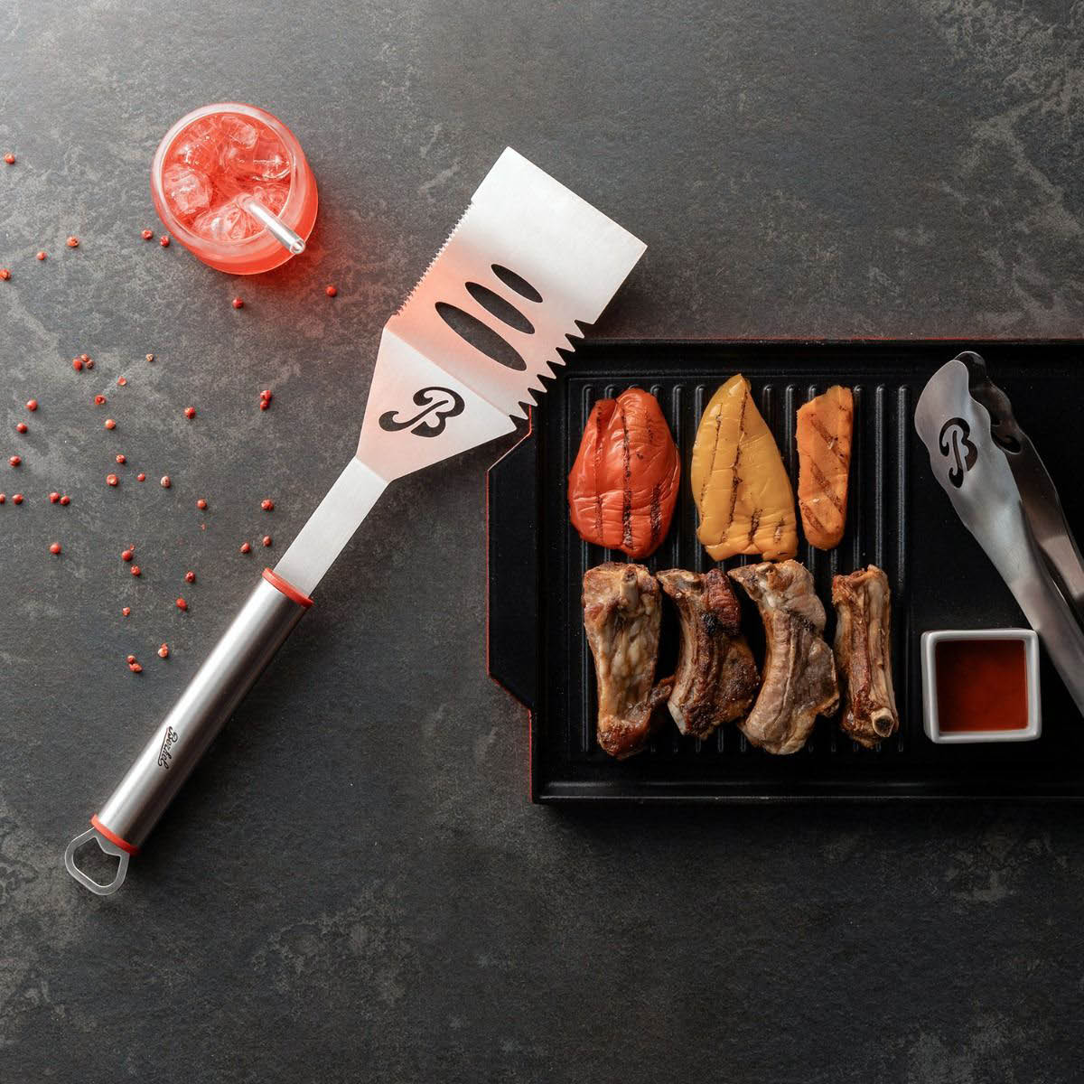 Berkel BBQ Setti: Paistinlasta + Pihdit 44 cm Ruostumaton teräs