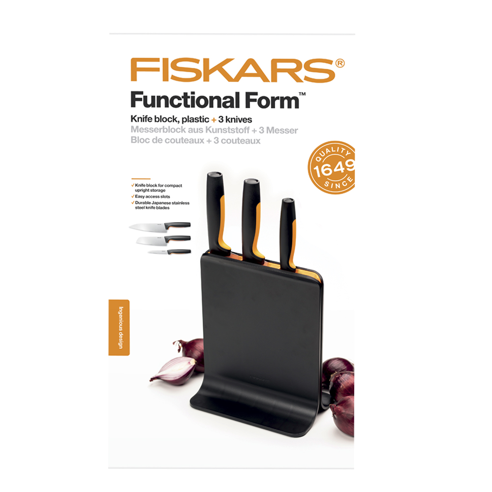 Fiskars Functional Form Veitsiteline 3 veitsellä Musta