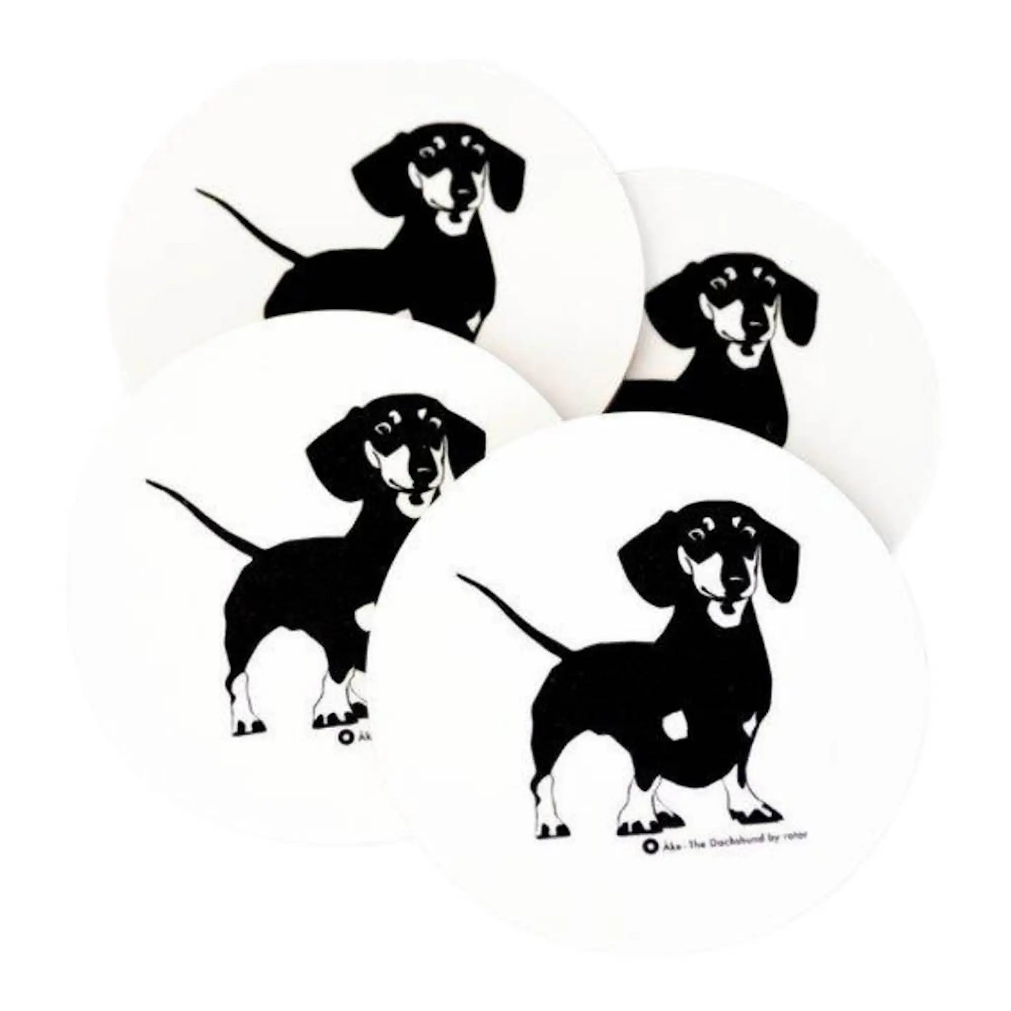 Rotor Design Åke Glasunderlägg 9x9 cm 4-pack svart/vit