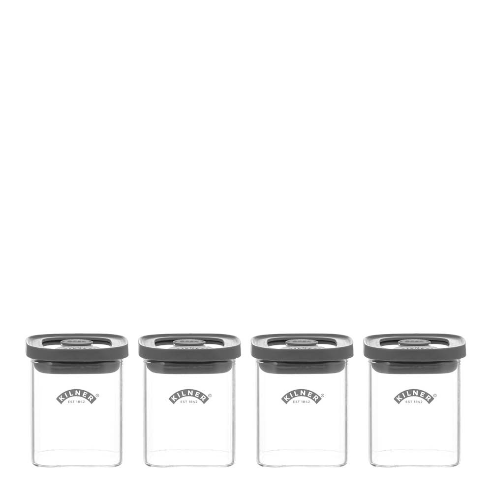 Kilner Fresh kryddburkset 4 delar glas/grå