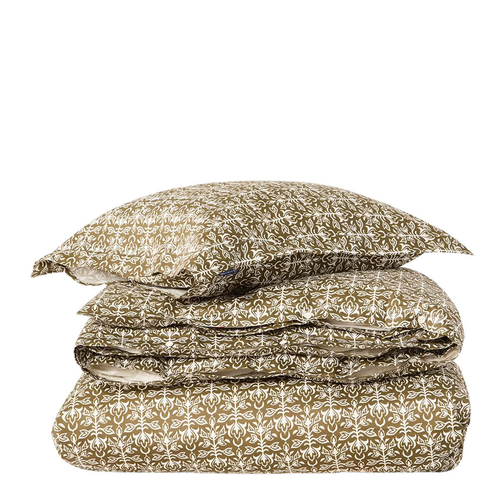 Lexington Påslakanset 150x210 cm bomullsatin ornament oliv/vit