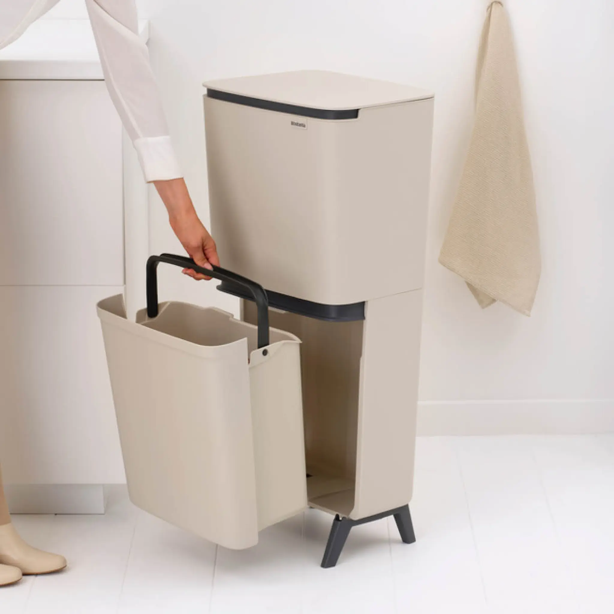 Brabantia SortUp källsorteringskärl hög 10+10+25 L soft beige