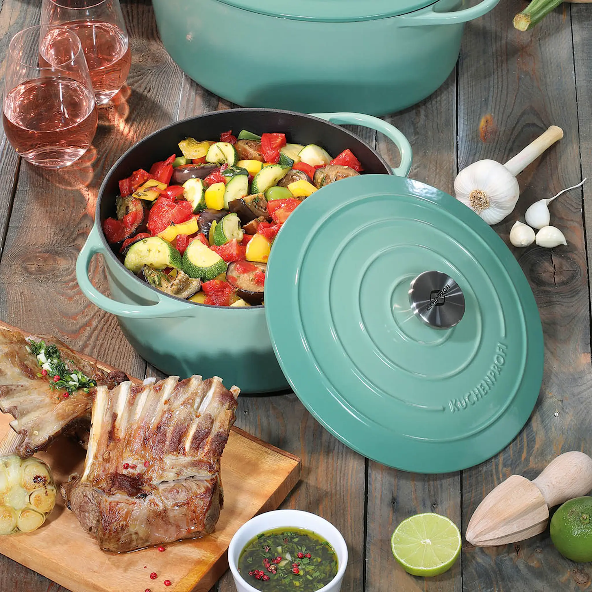 Küchenprofi Provence gjutjärnsgryta rund 26 cm 5,3 L jade