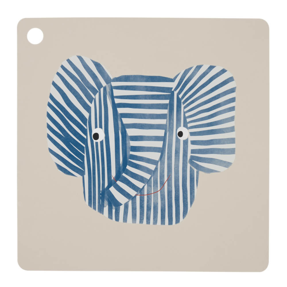 OYOY Erik Elefant bordsunderlägg 38 cm blå