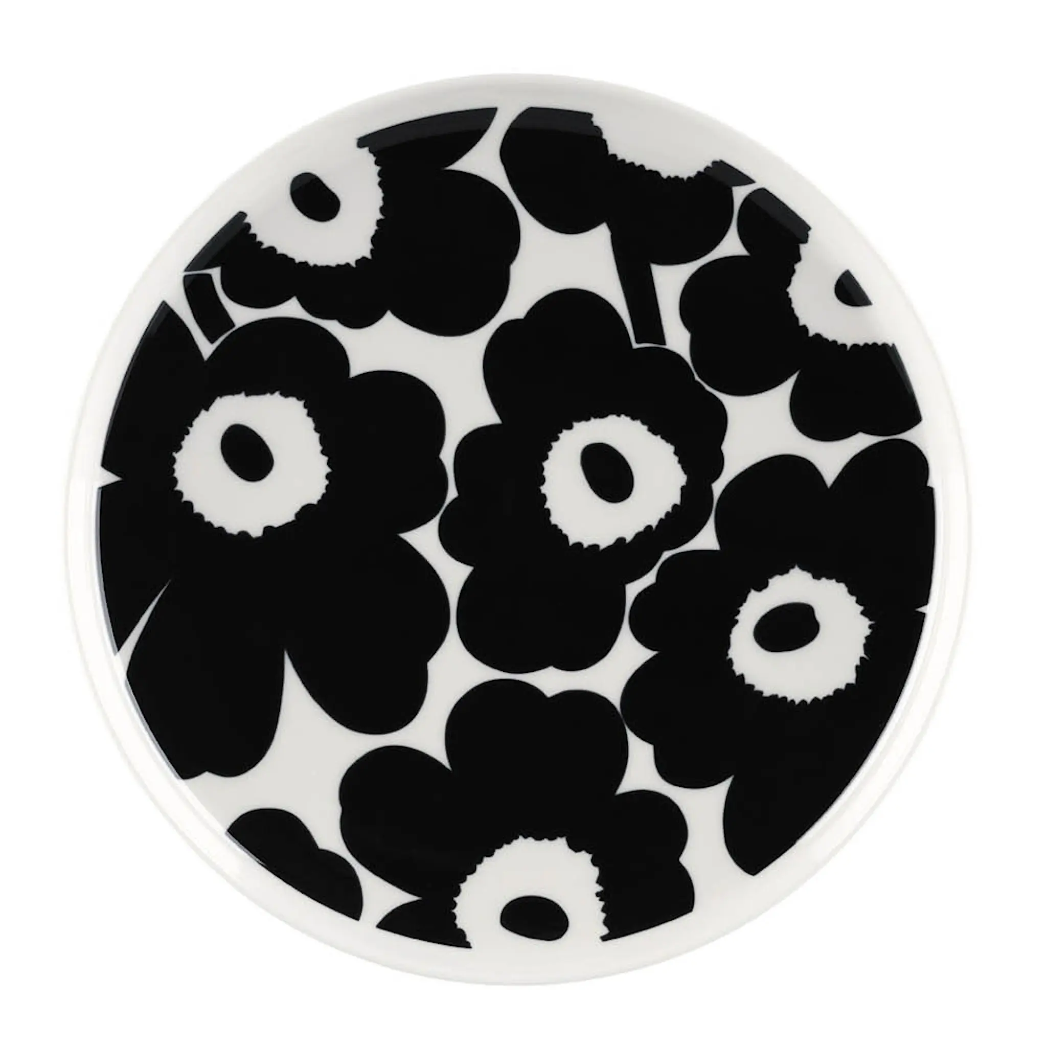 Marimekko Oiva Unikko tallerken 25 cm hvit/svart