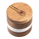 Serveringsset för olja/smör/kryddor 3 delar vit/akaciaträ