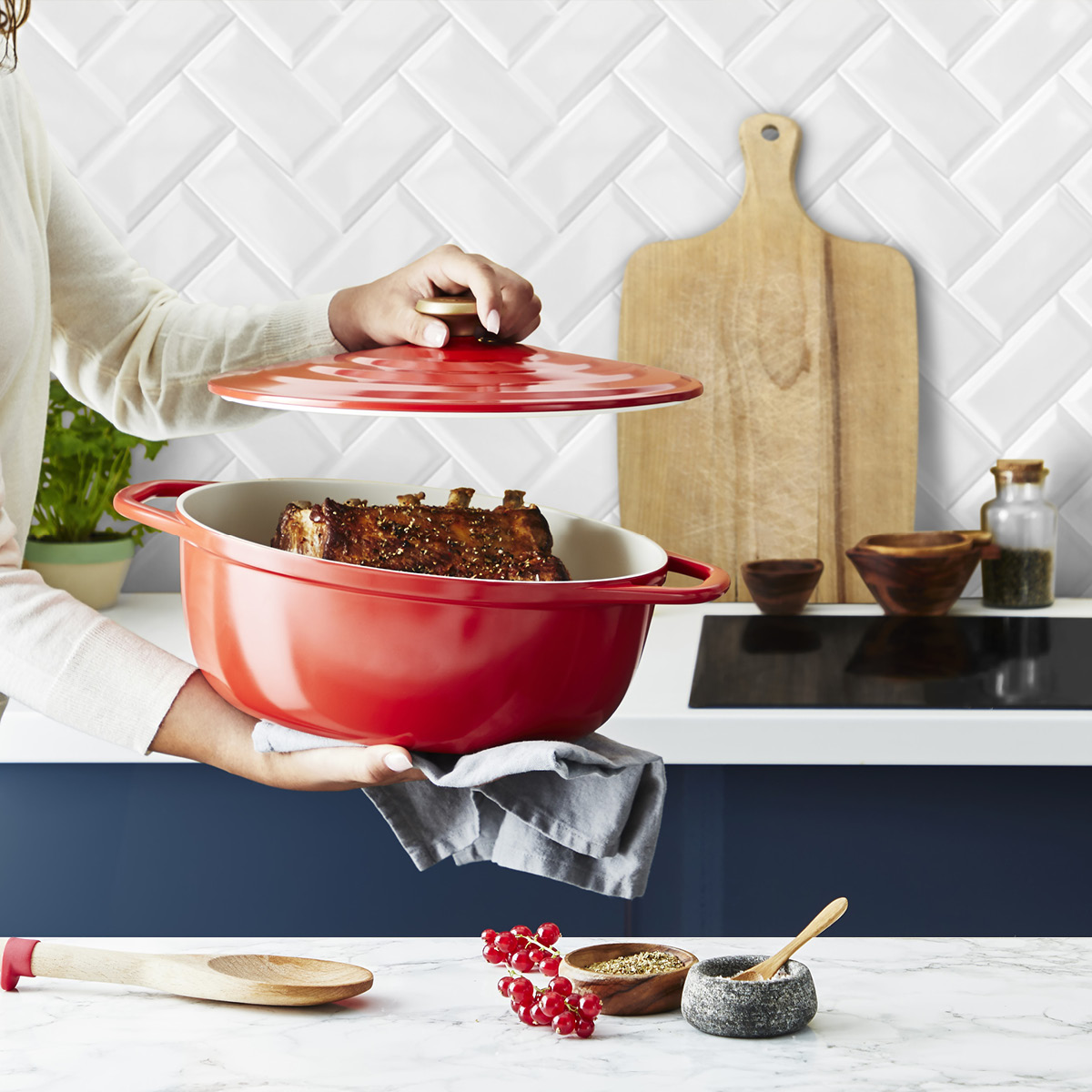 Tefal Air Oval Gryta 30 cm Röd