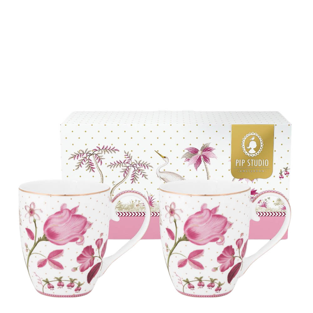Pip Studio Jolie Tulip mugg XL 45 cl 2-pack rosa