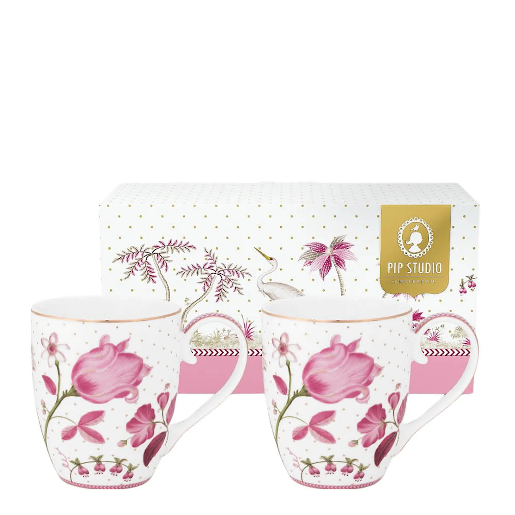 Pip Studio Jolie Tulip mugg XL 45 cl 2-pack rosa