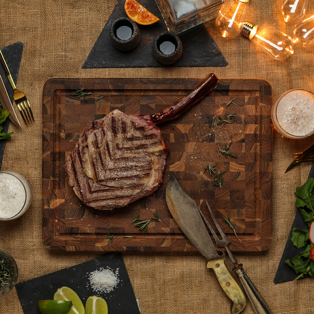 Teakhaus Butcher Block skär- och serveringsbräda 42x30,5 cm teak