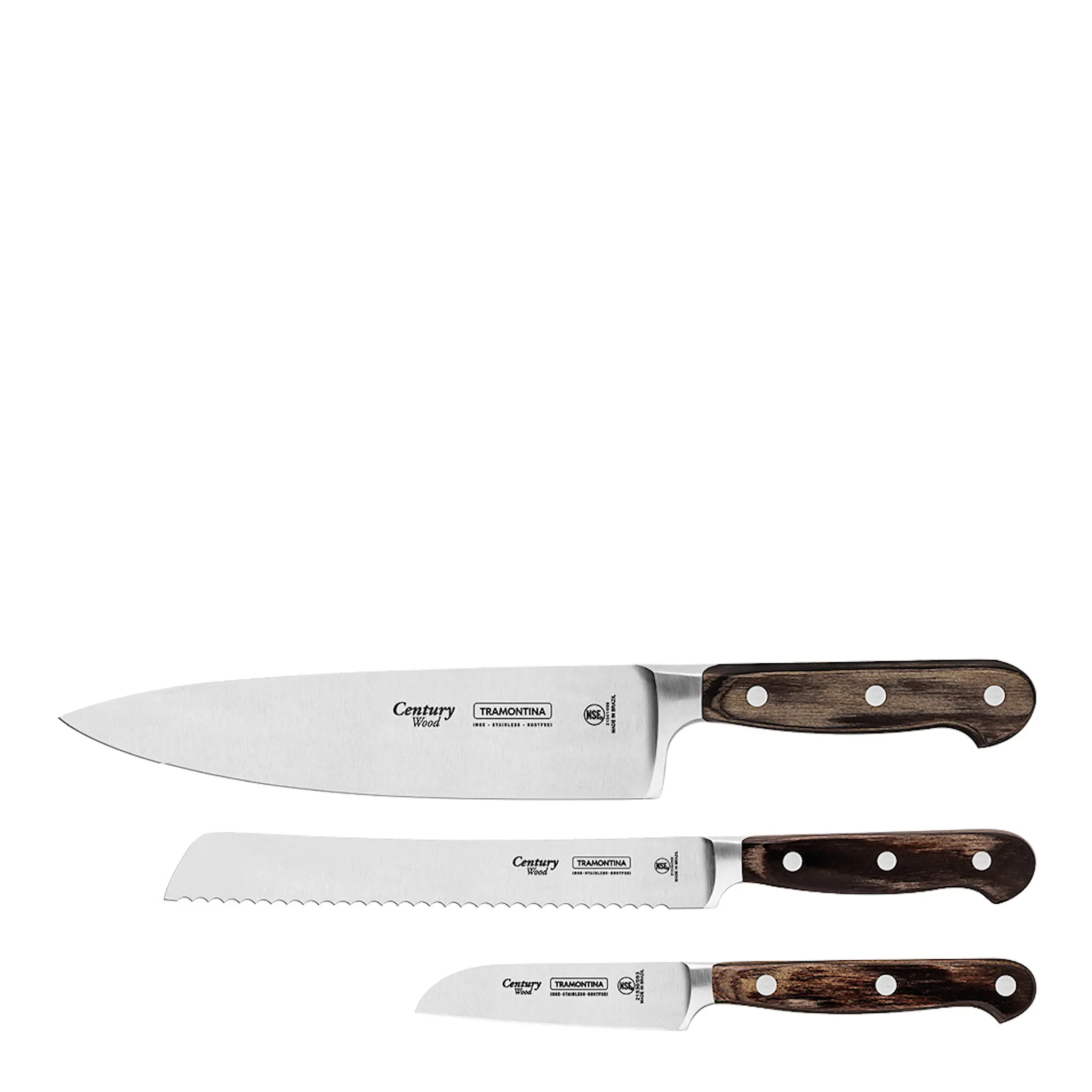Tramontina Polywood knivset 3 delar 7 cm brun