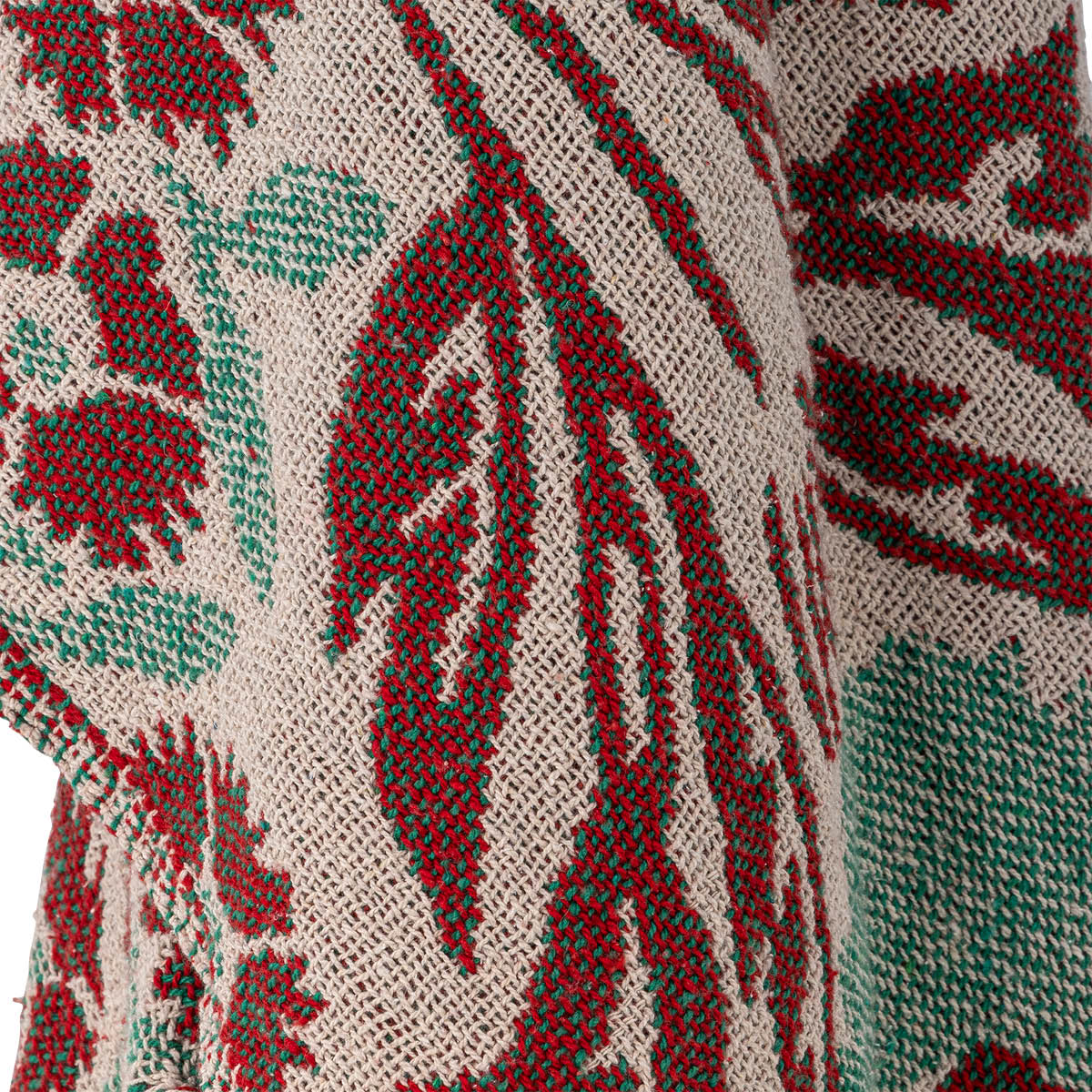 Bloomingville Jangal pläd 160x130 cm beige/röd/grön