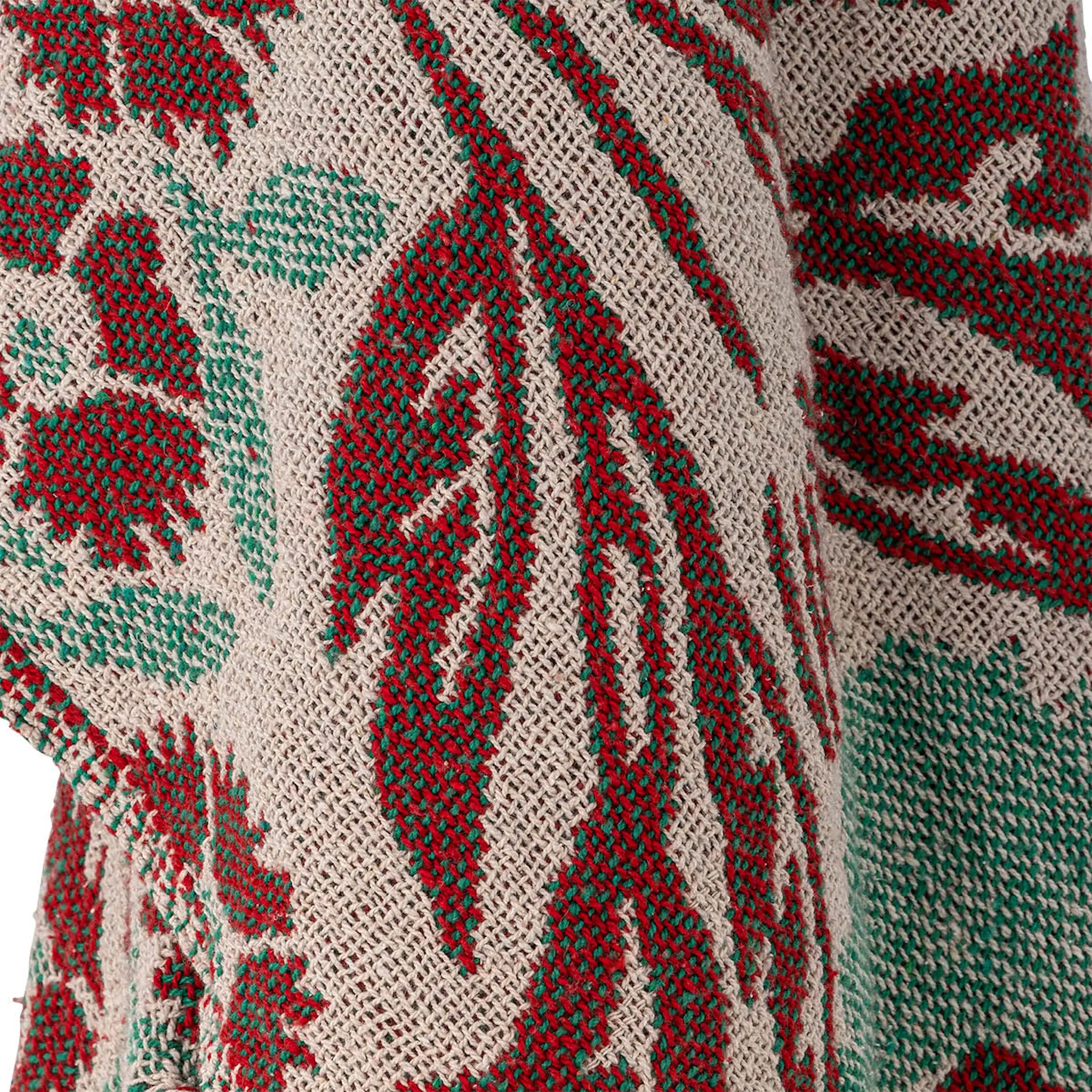 Bloomingville Jangal pläd 160x130 cm beige/röd/grön