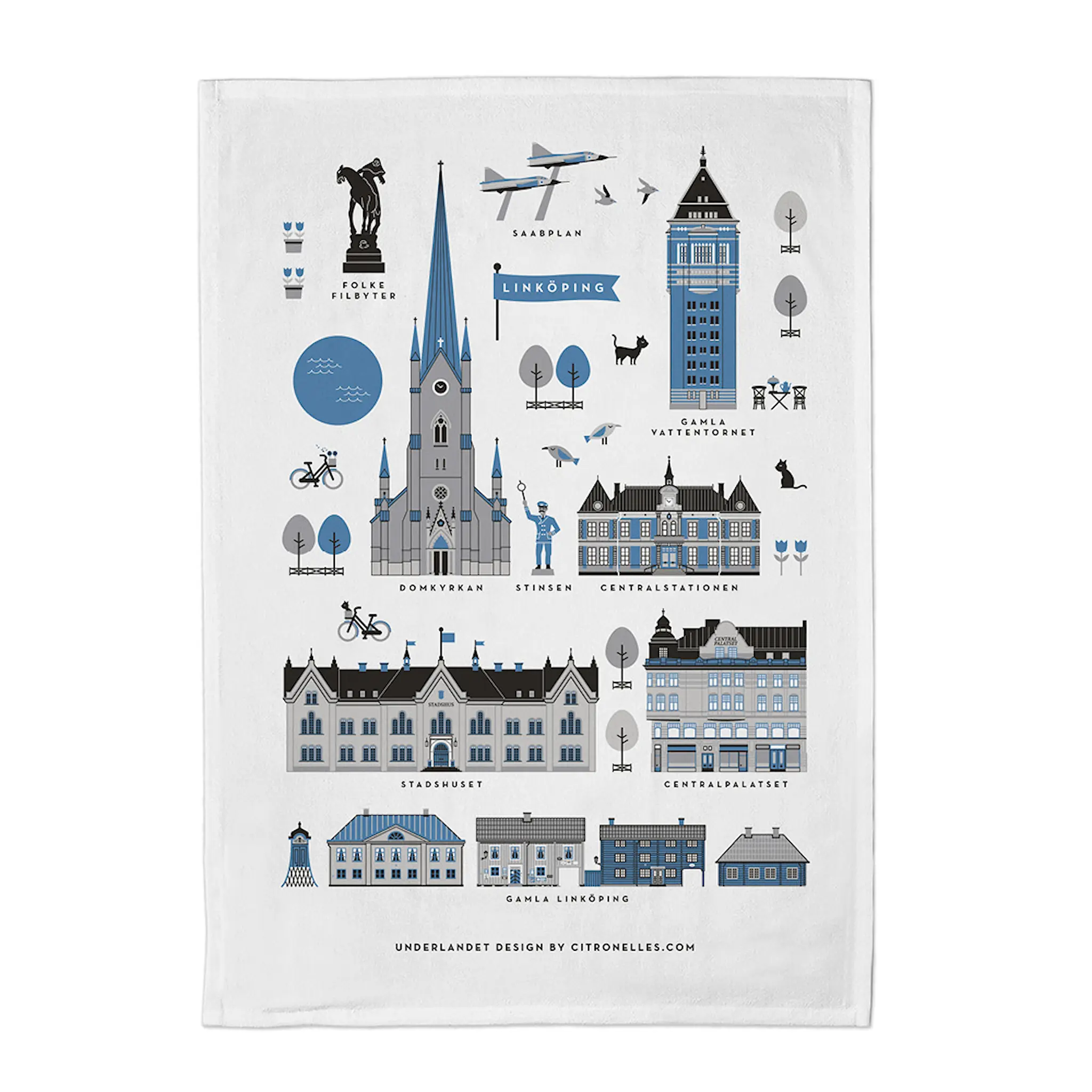 Citronelles Linköping Kökshandduk 50x70 cm Blå