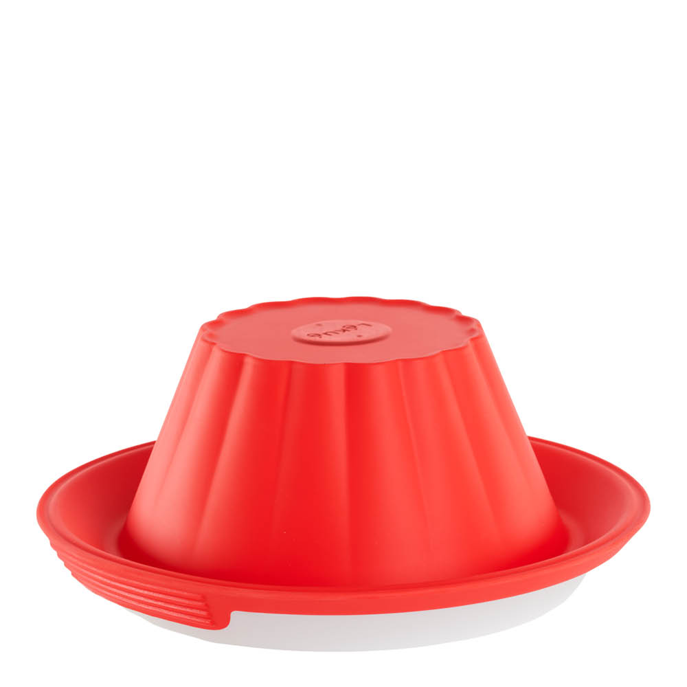 Lékué Puddingform i silikon med tallrik 1,3 L röd/vit