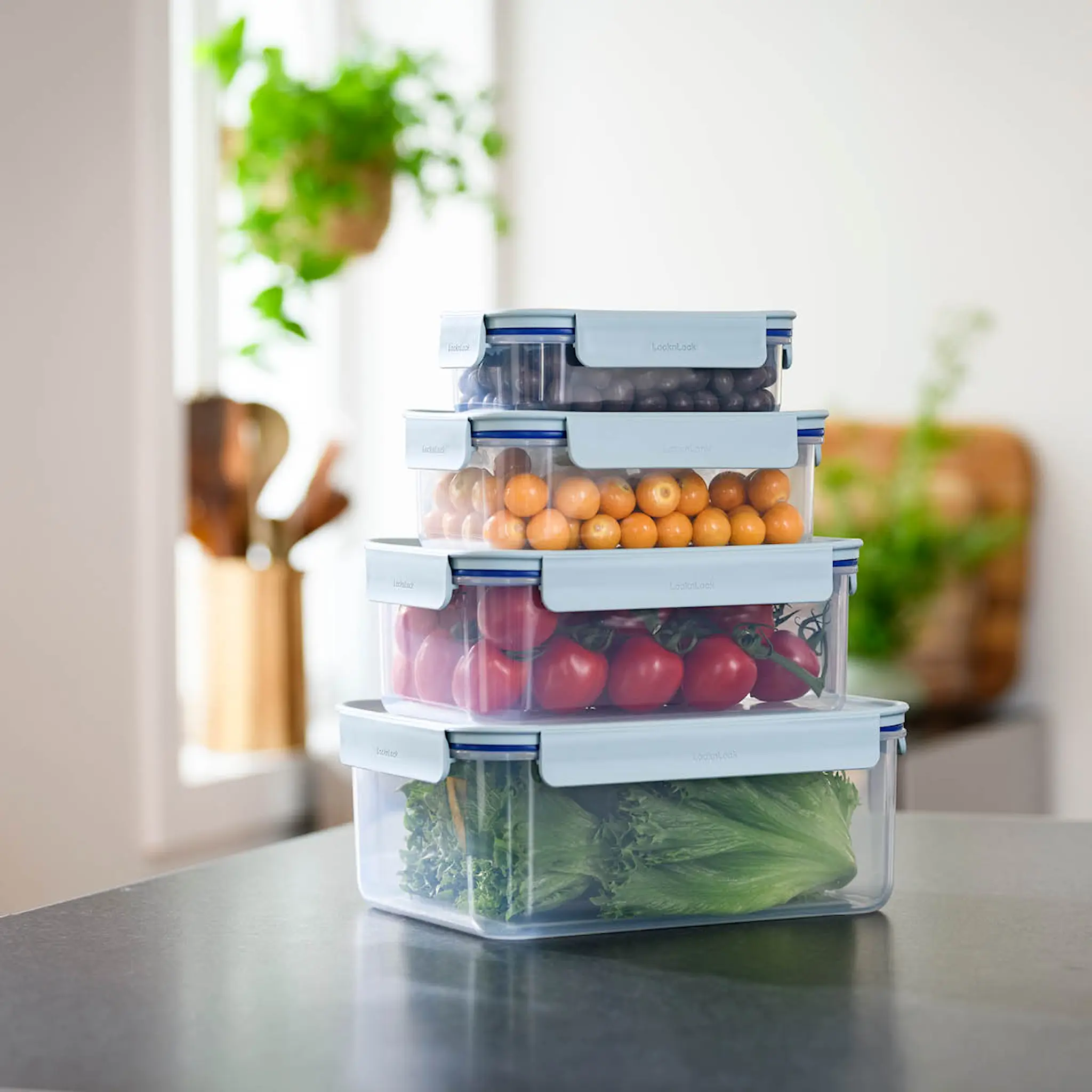Modern House Locknlock förvaringsbox 4-pack klar/grön