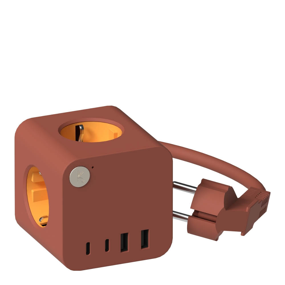 Kreafunk Ampie Wired grenuttag med USB-A & USB-C terrakotta