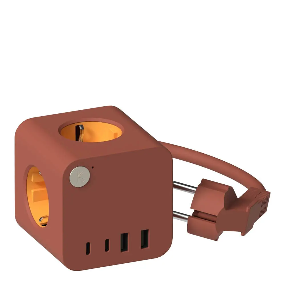 Ampie Wired multistikkontakt USB-A/USB-C terrakotta