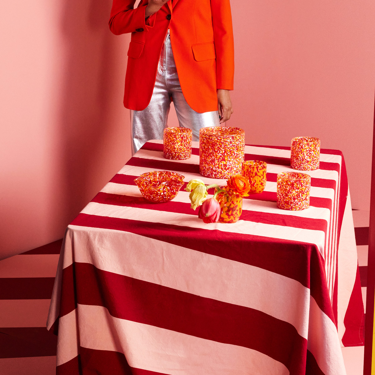 ByOn Messy glas 30 cl 2-pack röd/orange