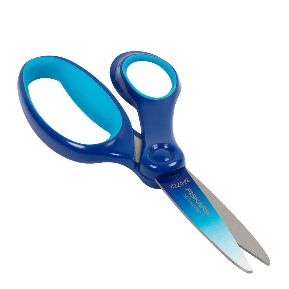 Vasenkätiset Lasten Sakset 8+ vuotta 15 cm Liukuvärjätty sininen