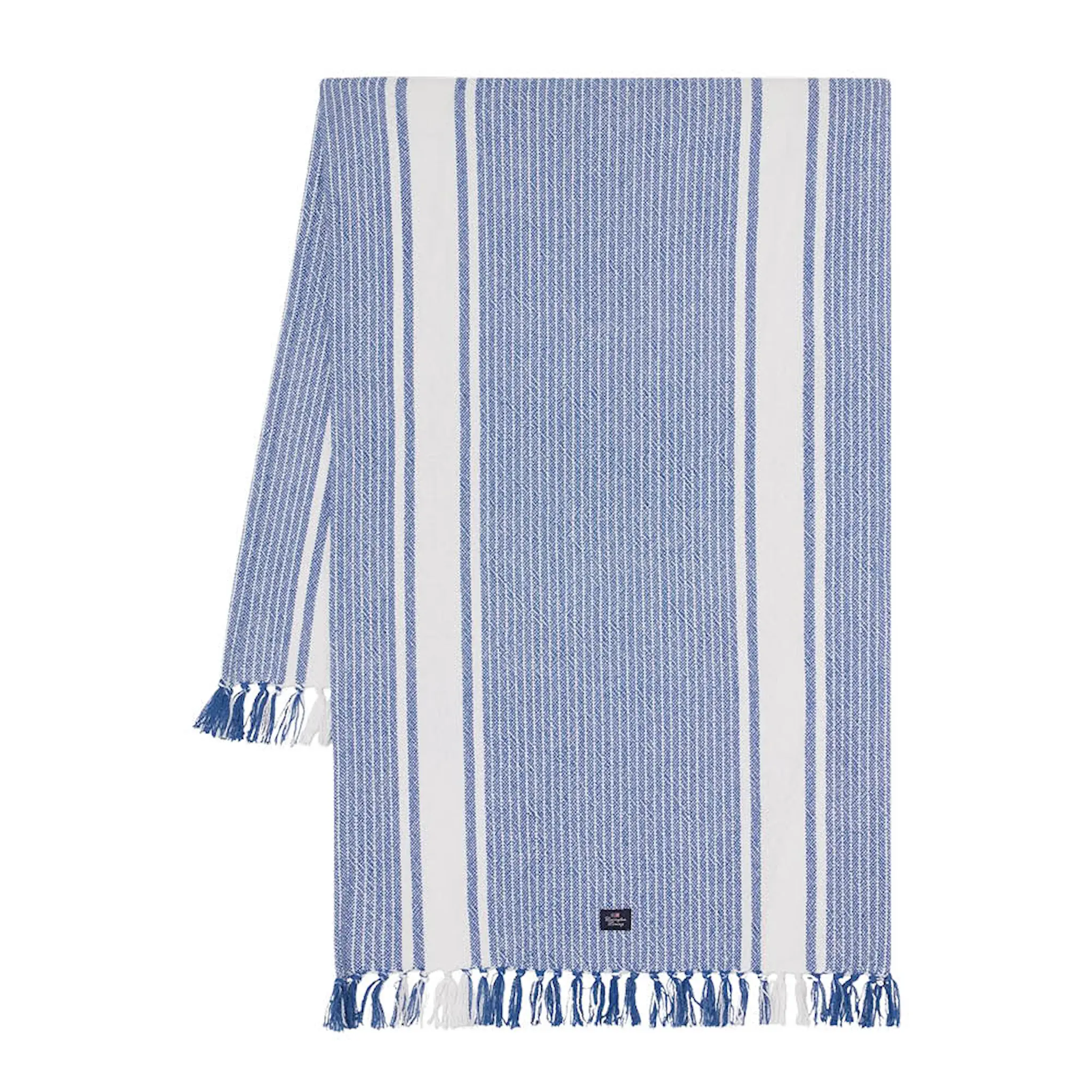 Lexington Kaitaliina hapsuilla 150x50 cm Valkoinen/Sininen