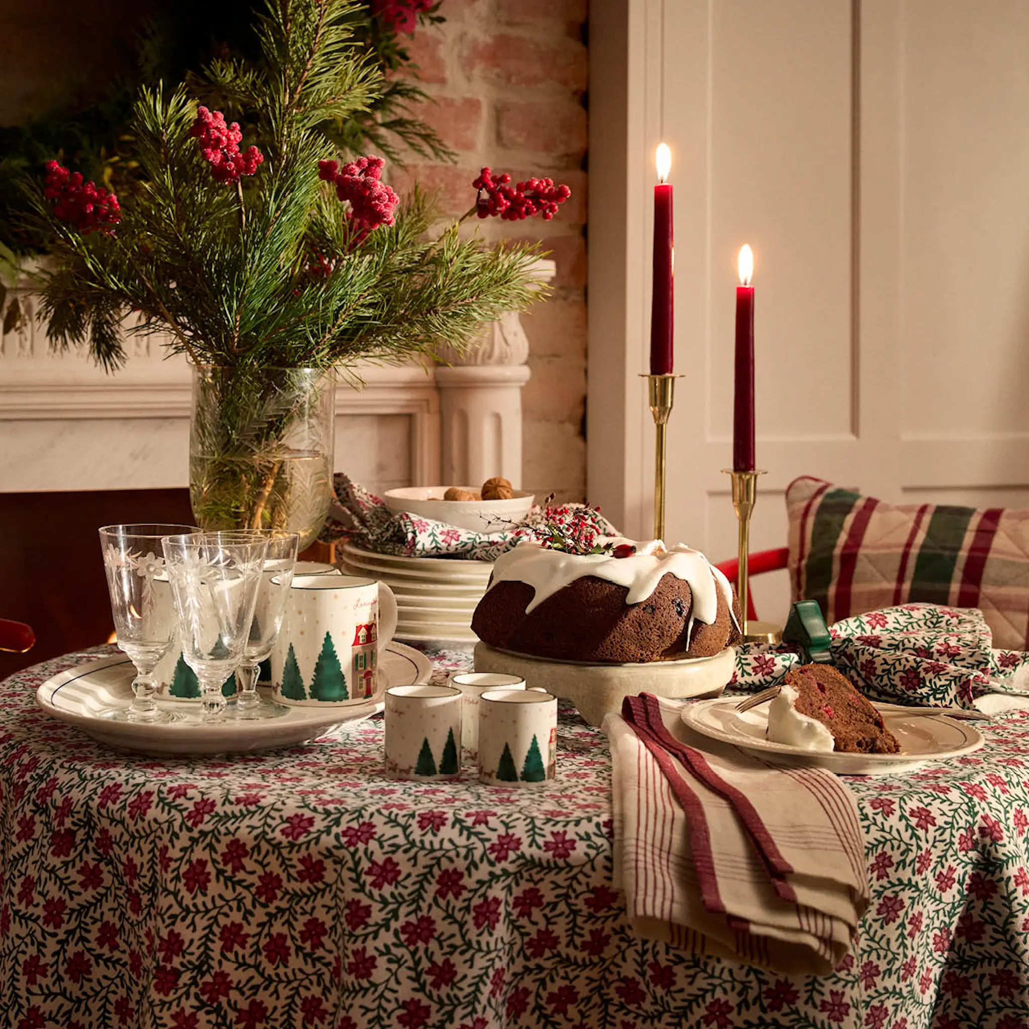 Lexington Original bomullsduk 180x180 cm blomstertrykk hover