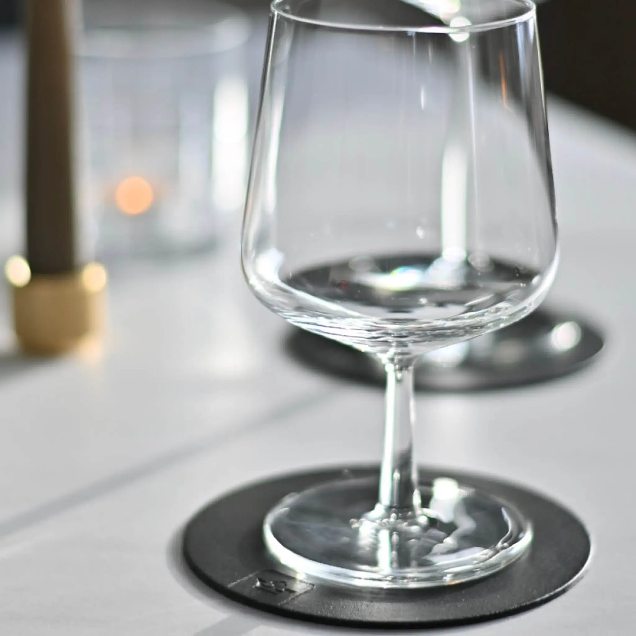 Nordan Home Glasunderlägg i läder 12,5 cm 4-pack svart