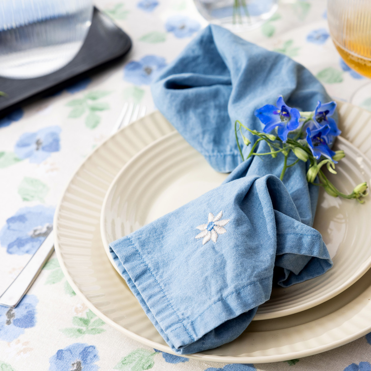 Sagaform Eden denim servett 45x45 cm 2-pack blå