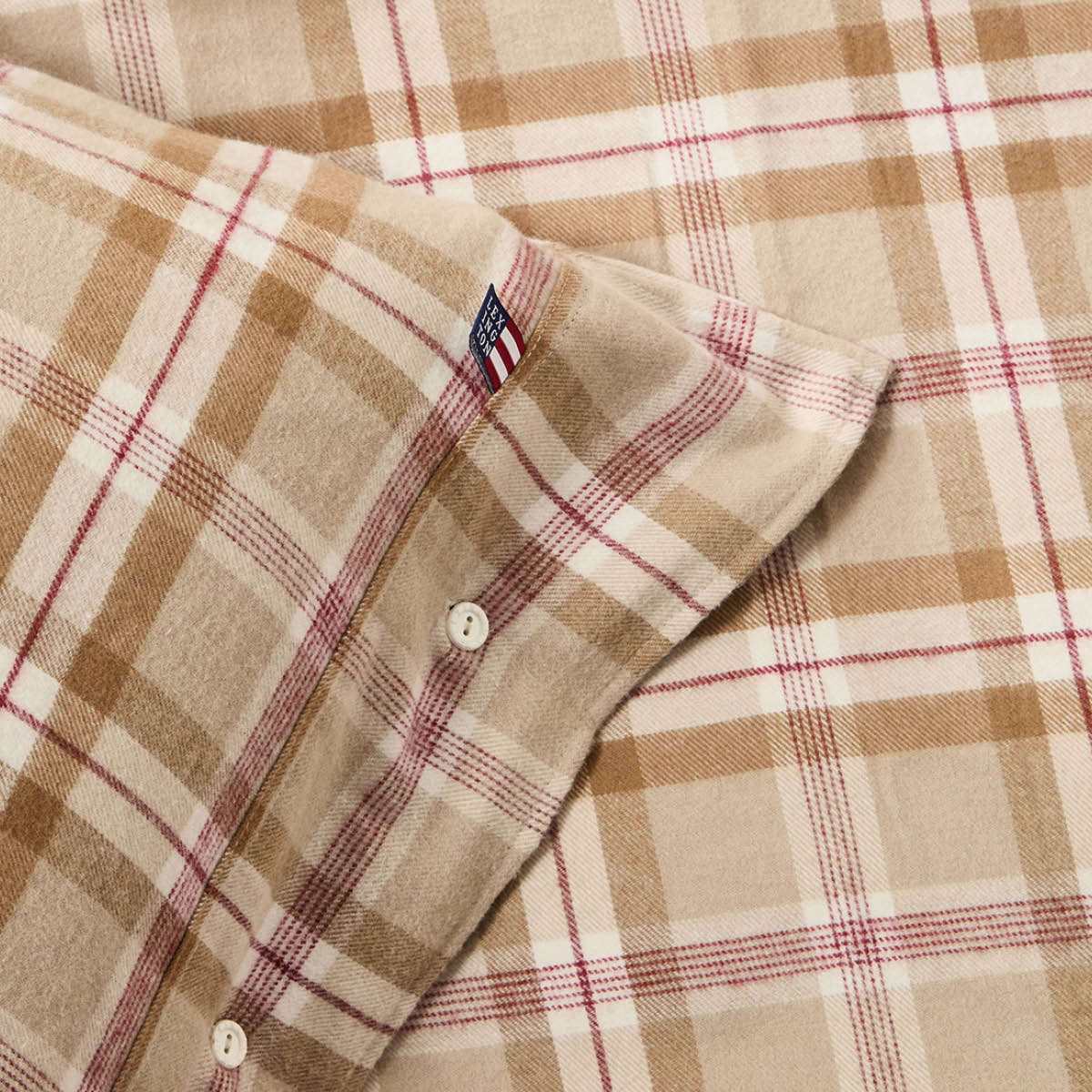 Lexington Påslakanset 150x210 cm bomullsflanell rutigt fudge/beige/fig