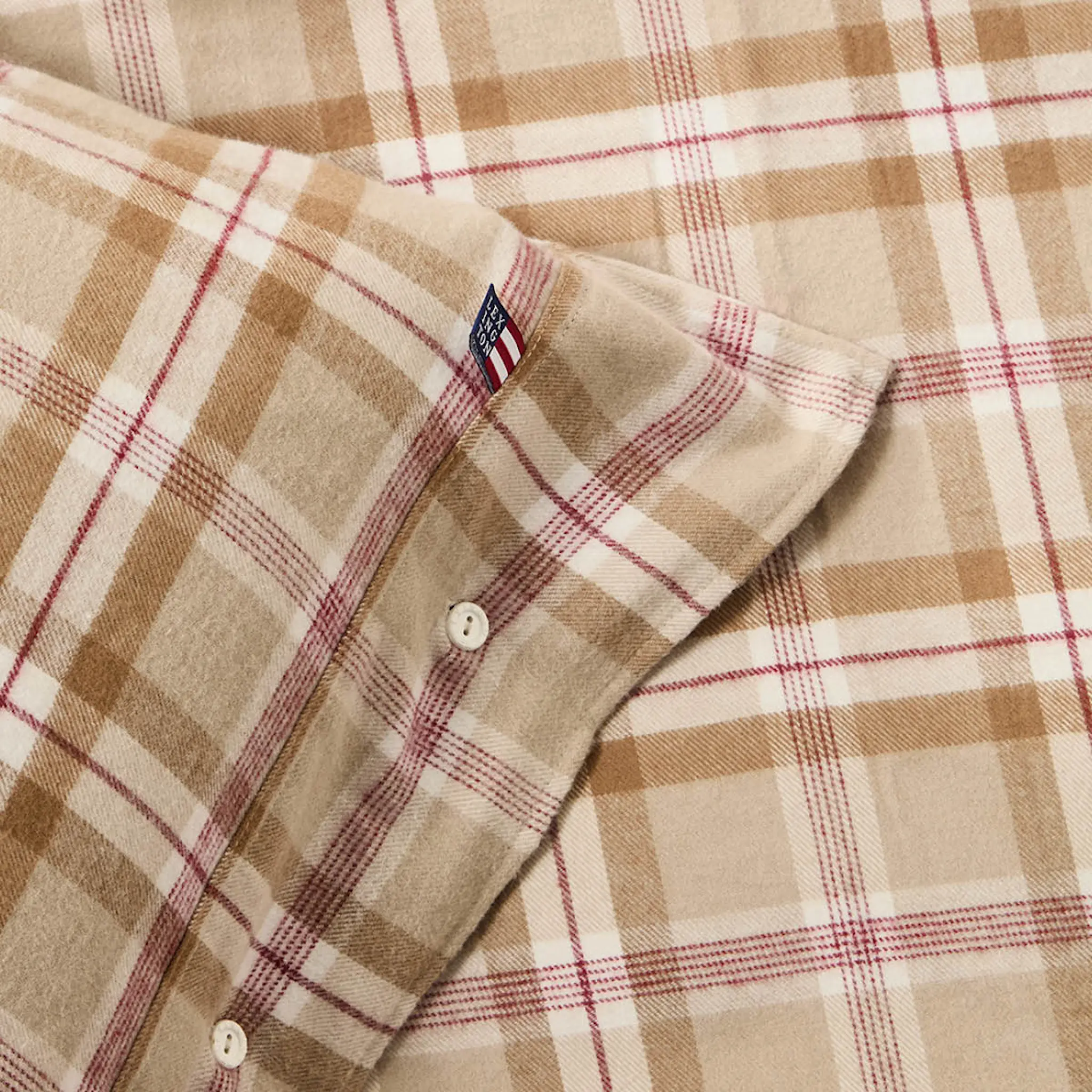 Lexington Påslakanset 150x210 cm bomullsflanell rutigt fudge/beige/fig