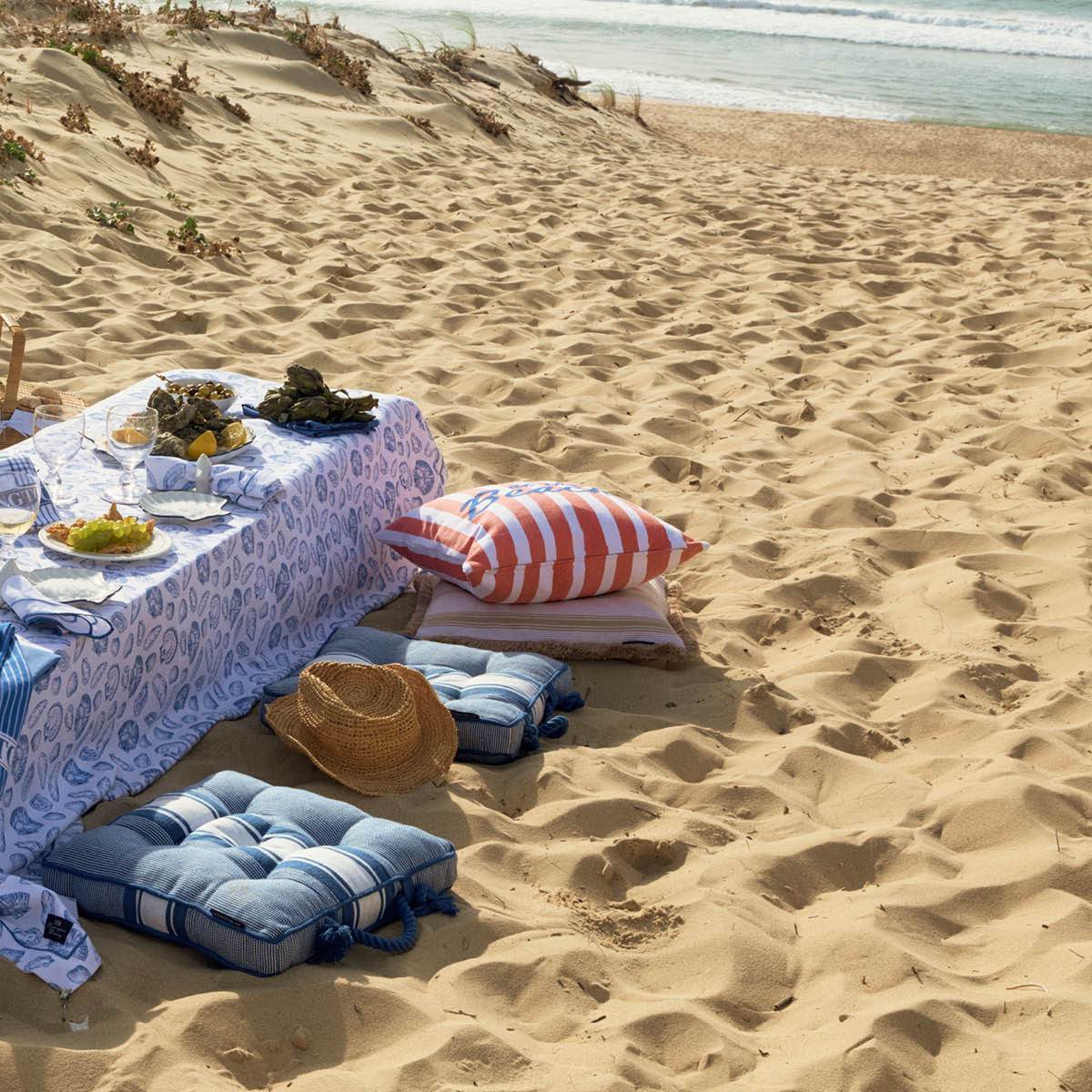 Lexington Lautasliina simpukka 50x50 cm Valkoinen/Sininen