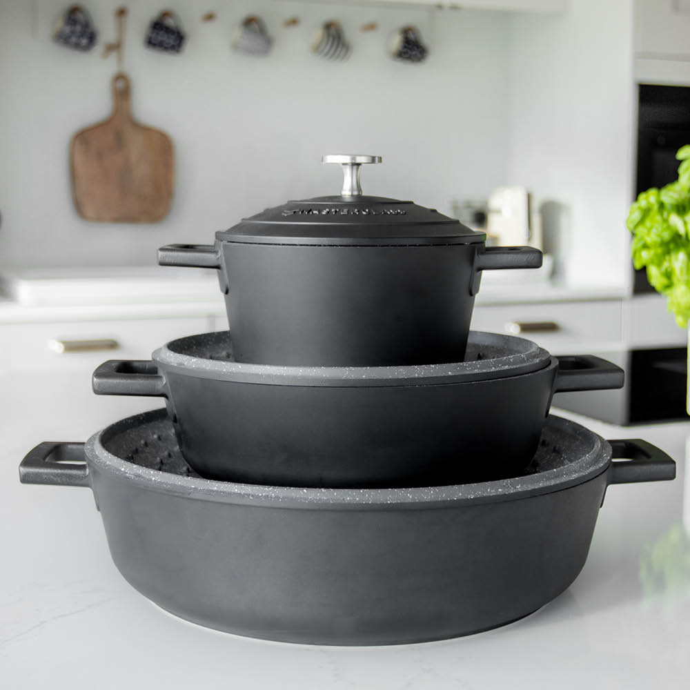MasterClass Cast Aluminium låg gryta 5 L svart
