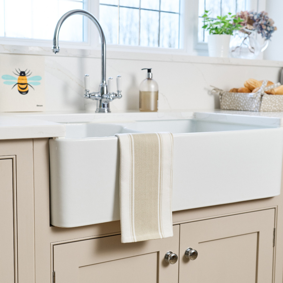 Dexam Love Colour randig kökshandduk 70x45 cm greige