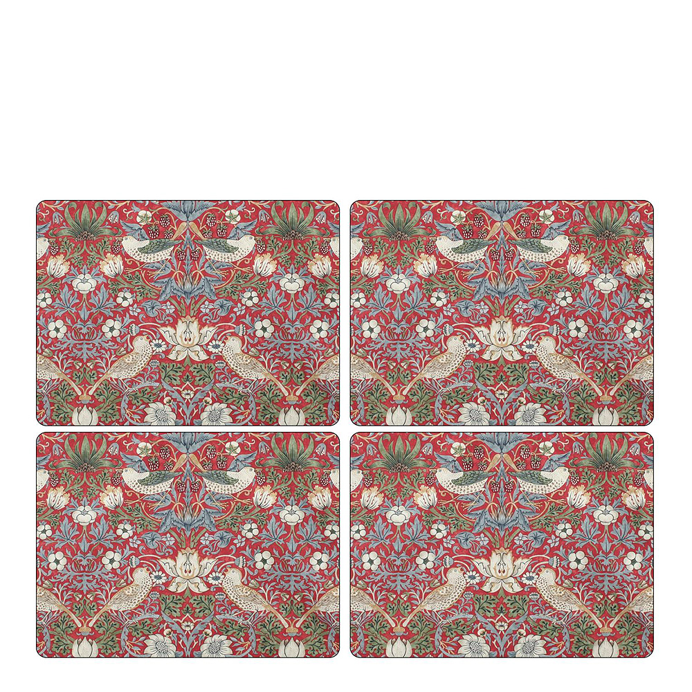Morris & Co - Strawberry Thief Pöytätabletti 30x40cm 4 kpl Punainen