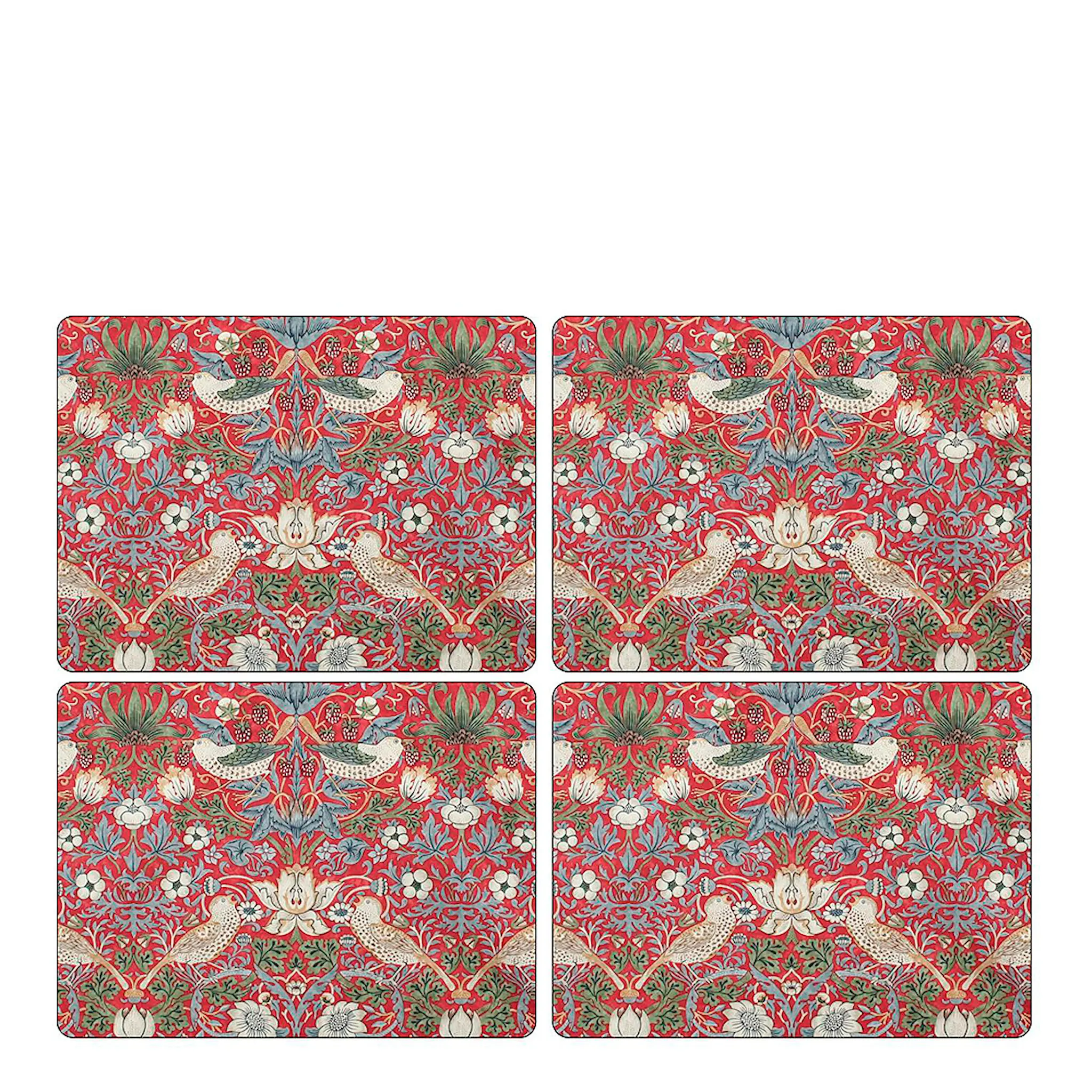 Morris & Co Strawberry Thief Tablett 30x40 cm 4-pack Röd