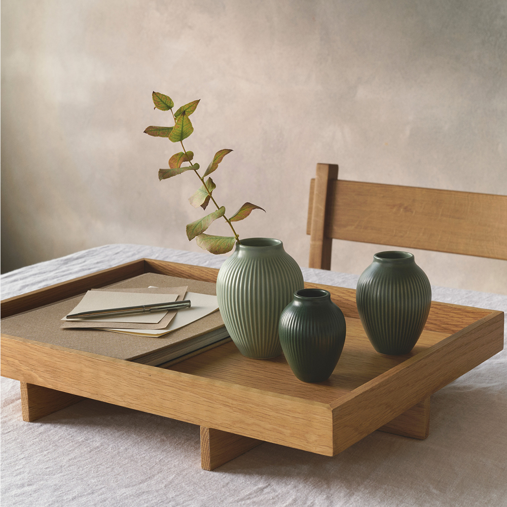 Knabstrup Keramik Ripple Mini Maljakot 3 kpl Misty green/Celadon green/Dark green