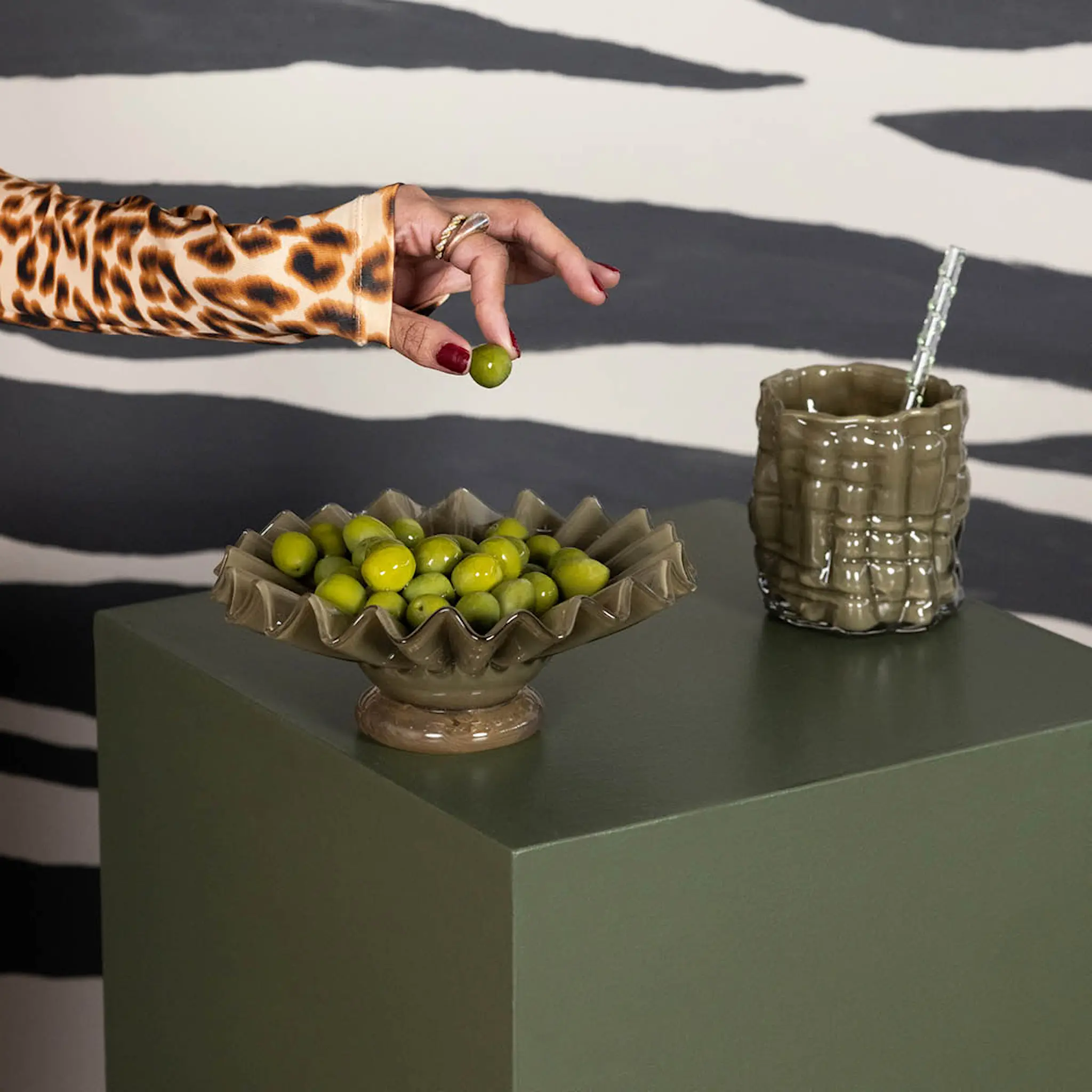 ByOn Laranne lyslykt S 10x10 cm grønn hover