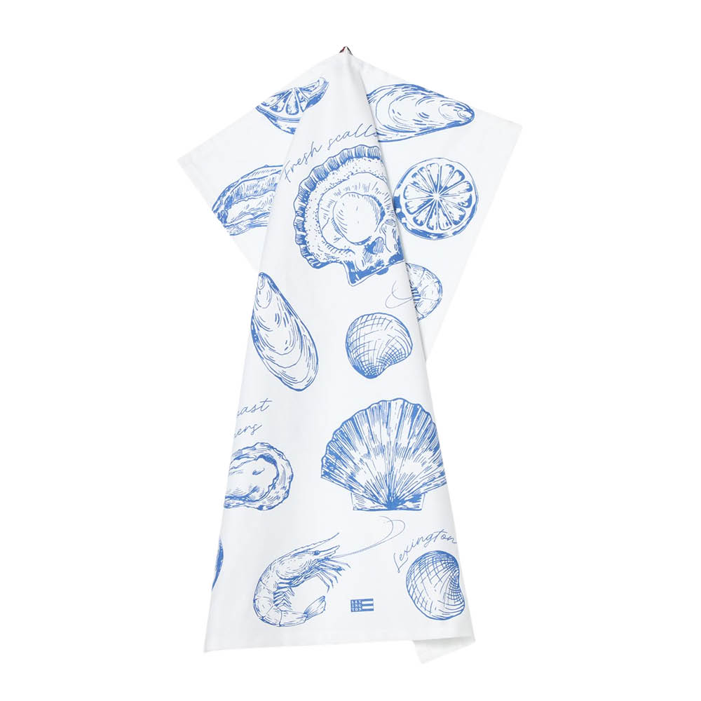 Lexington Kökshandduk 70x50 cm snäckmönstrad vit/blå