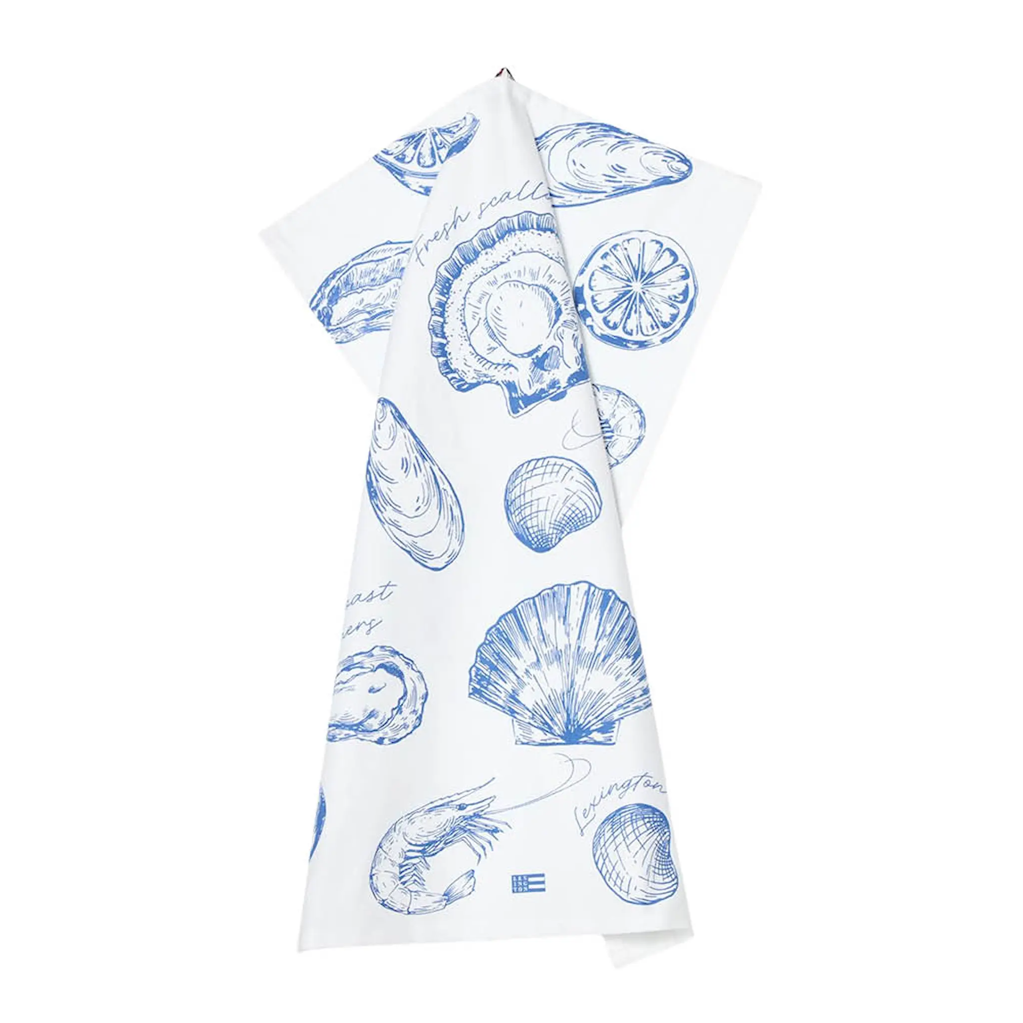 Lexington Kökshandduk 70x50 cm snäckmönstrad vit/blå
