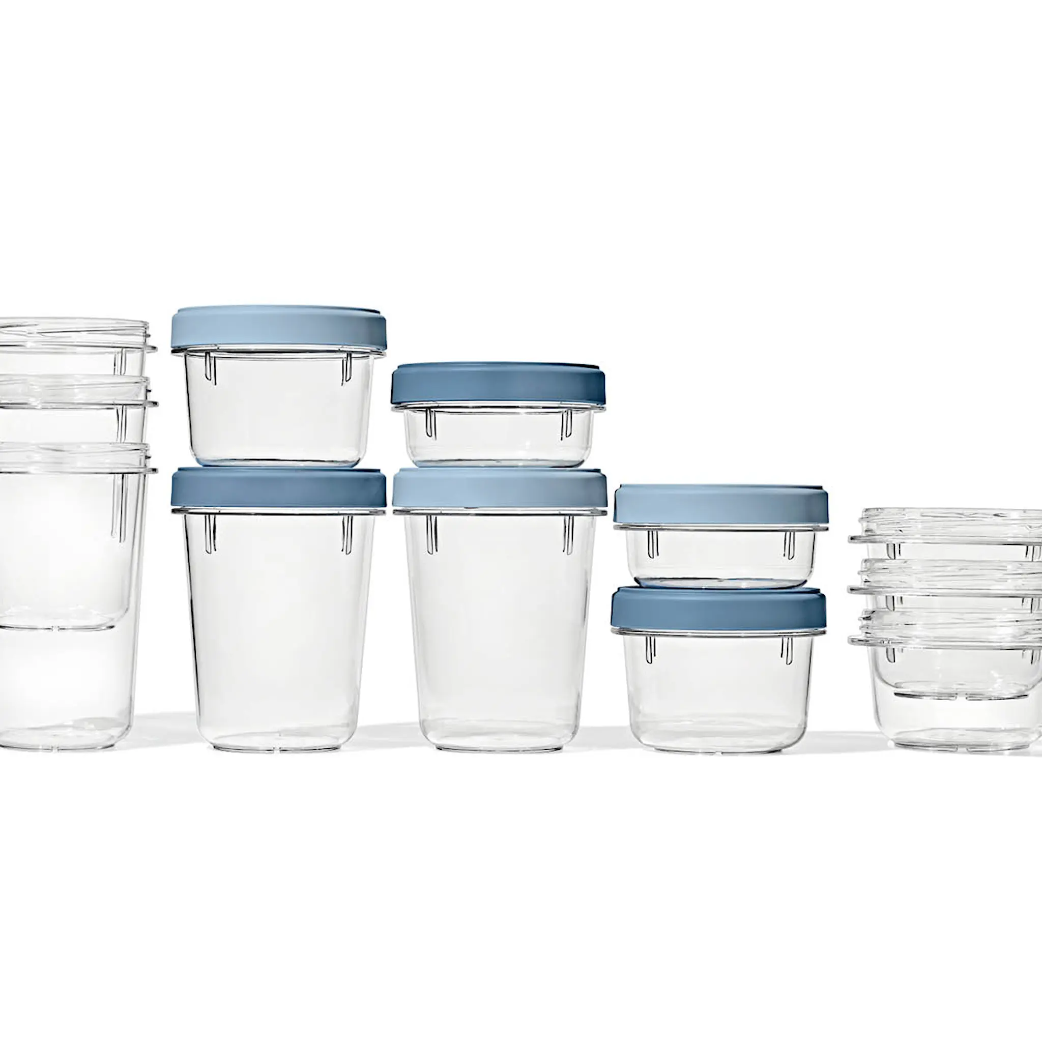 Oxo Twist & Stack förvaringsburk 94,6 cl 2-pack med lock klar/blå