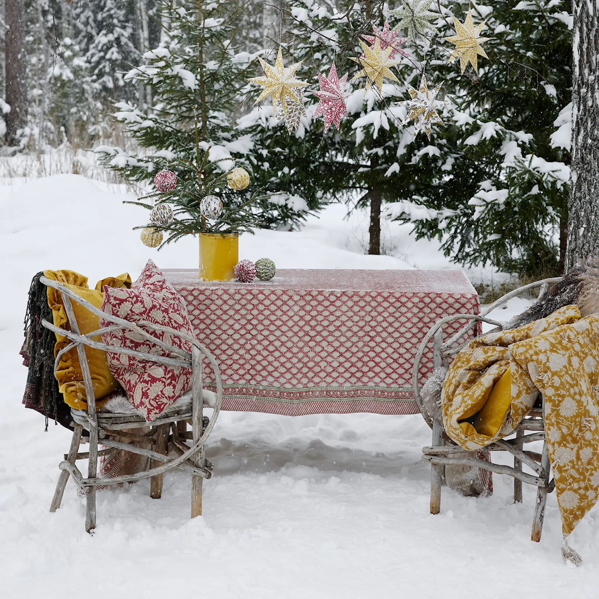Chamois Adventsstjärnor med olika mönster 3-pack röd/grön