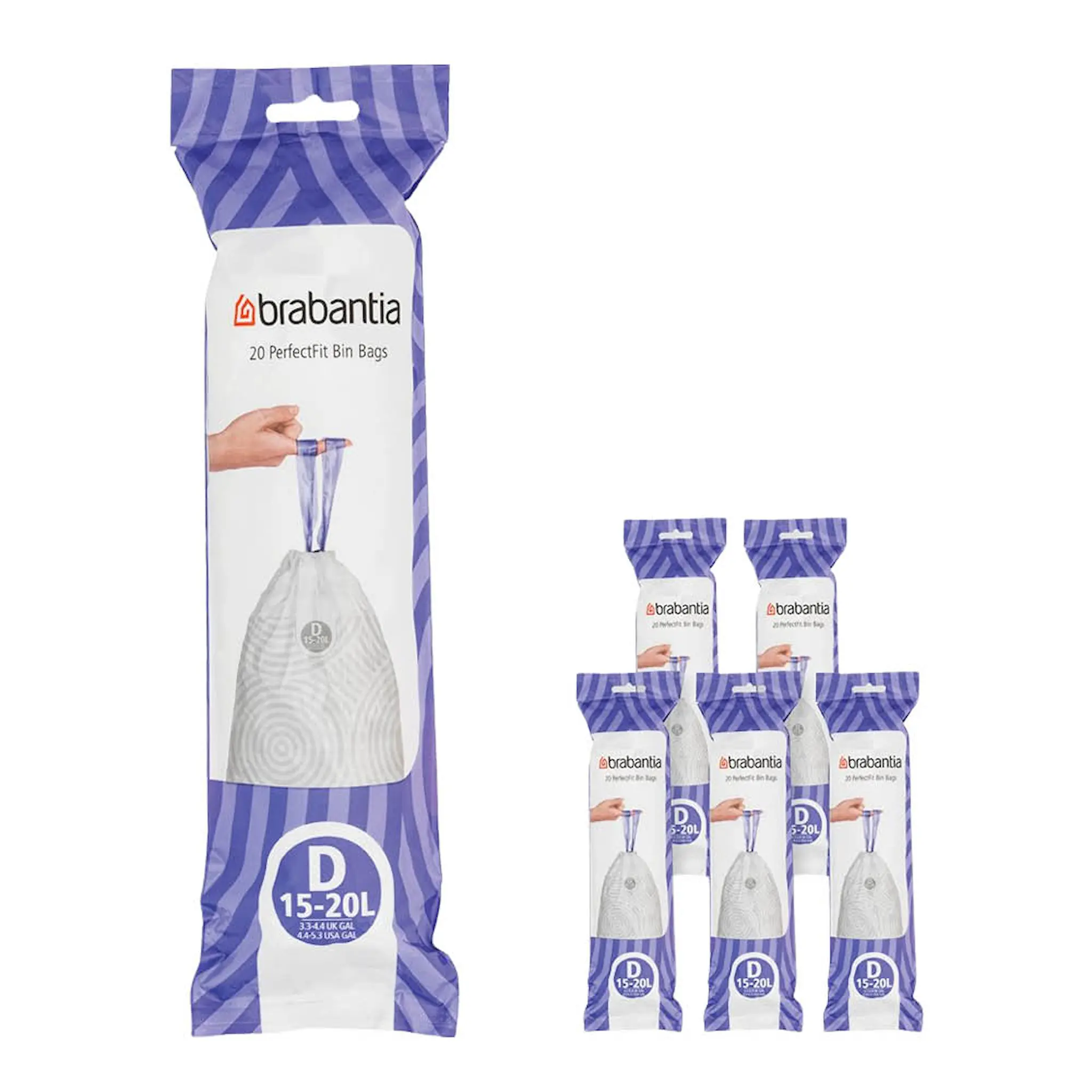 Brabantia PerfectFit avfallspåsar 15-20 L 120-pack Kod D vit