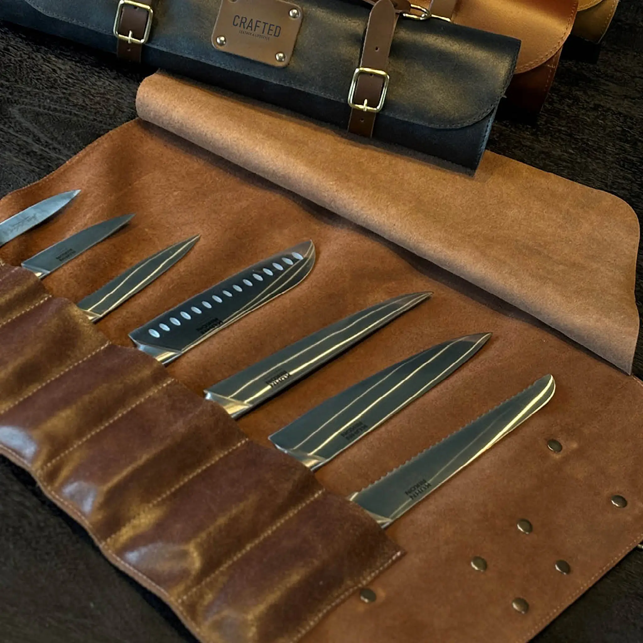 Crafted Leather Veitsilaukku 41 cm Ruskea